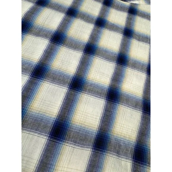 Ben Sherman Mens S Checkered Long Sleeve Shirt Western Cowboy Blue White NWT - Picture 8 of 14